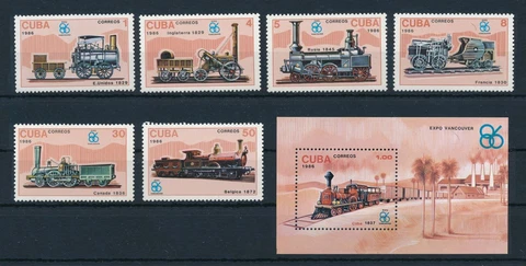 [114034]  1986 Railway trains Eisenbahn Locomotives with Souvenir sheet MNH Cover
