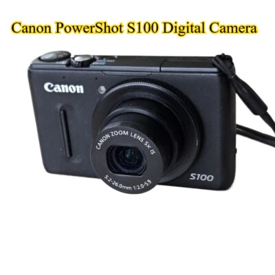 Canon PowerShot S100 Digital Camera 12.1 MP 5x Optical Zoom Auto Focus Black - Image 1 of 4