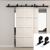 5-16FT Vintage Bypass Sliding Barn Door Hardware Track Kit Hanger Bracket Roller