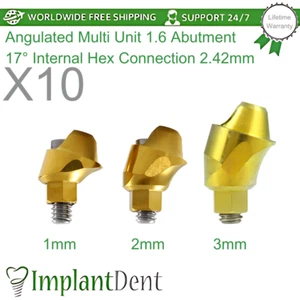 10x Angulated Multi Unit 1.6 Dental Prosthetics 17° Int Hex Connection 2.42mm - Picture 1 of 3