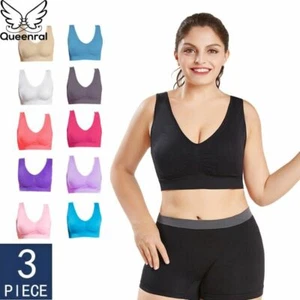 NEW 3pcs / Lot L-6XL Seamless Plus Size Brassiere W/ Pads Wireless Bra For Women - Picture 1 of 31