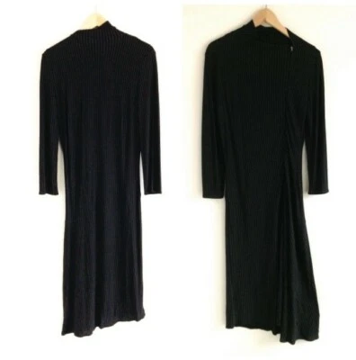 Gianni Versace Couture Asymmetrical Dress / Black w/ White Pinstripe / Size S/M - Photo 1/4