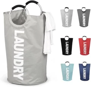 82L Foldable Fabric Laundry Basket Collapsible Clothes Hamper Bag Washing Bin UK - Picture 1 of 47
