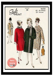 1960s Winter Coat Vintage Sewing Pattern - Copy - Picture 1 of 2