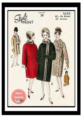 1960s Winter Coat Vintage Sewing Pattern - Copy - Image 1 of 2