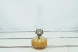 Antique . Vintage Amber Pattern Glass Oil Lamp Hurricane Globe VCG - Picture 1 of 9