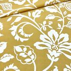 1266. Floral Leaf Ochre Fabric, 100% Cotton, 140Cm Wide, Price Per 1/2 Metre