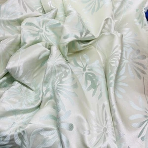 Green Floral WHOLESALE Curtain Brocade Fabric Upholstery Cushion Craft 54" CREAM - Picture 1 of 7