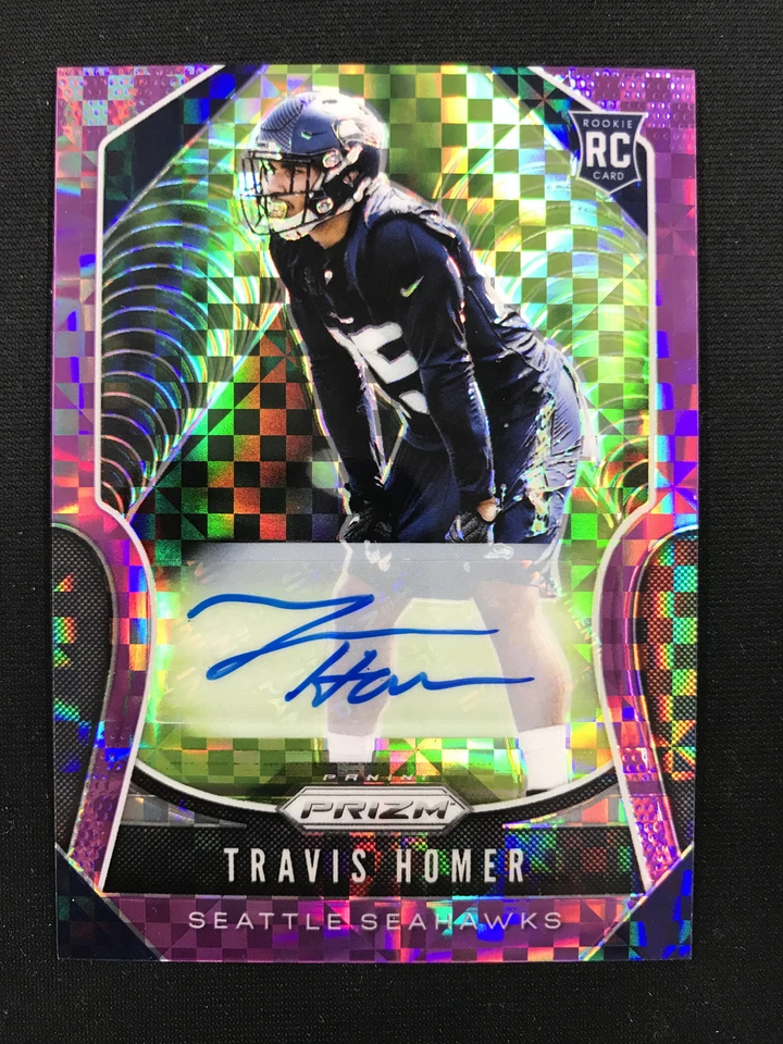 2019 Panini Prizm #340 Travis Homer Seattle Seahawks Purple Power /49 AUTO RC - Image 1 of 2
