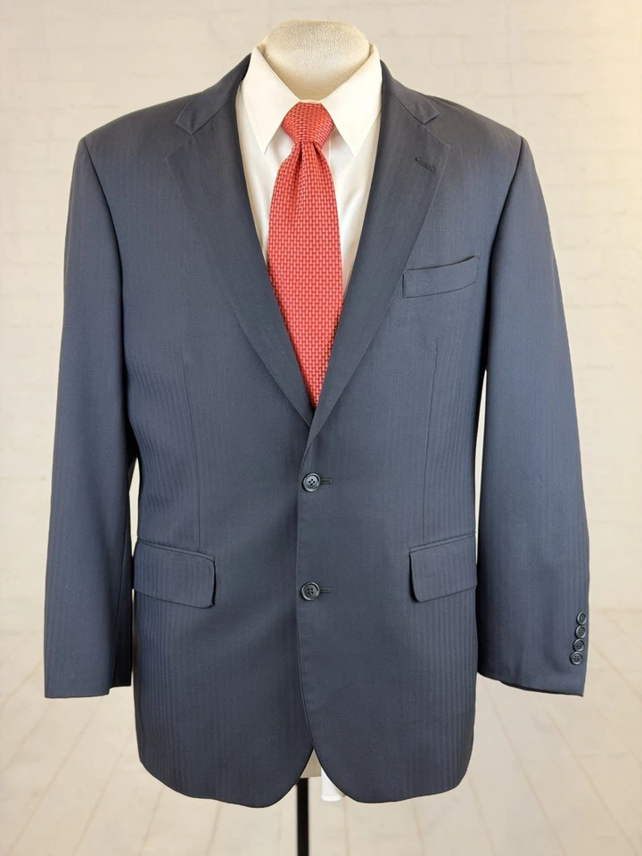 Brooks Brothers 男式海军蓝 100% Saxxon 羊毛套装 42L 35X31 $895 1818 麦迪逊 — 第 1/4 张图片