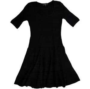Mossimo Women’s Black Knit Fit & Flare Dress Size Small Ribbed Scoop Neck - Picture 1 of 6