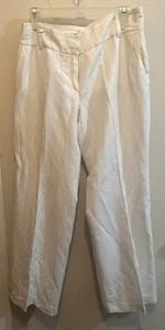 Alfani ~ Women's Linen Blend White Wide Leg Trousers ~ Size 8 - Picture 1 of 9