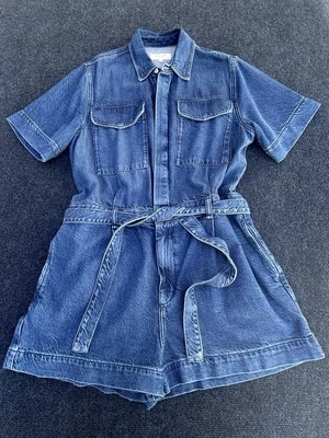 RAG & BONE $350 Featherweight Surplus Ultra Soft Denim Romper in Lily Size Large - Image 1 of 4