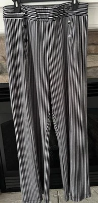 Pantalones recortados Robert Louis Slinky pierna ancha para mujer XXL negros a rayas Foto 1 de 4