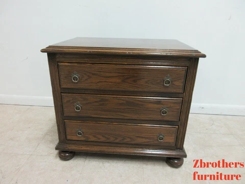 Ethan Allen End Table Nightstand Charter Oak Silver Chest Jacobean Cover