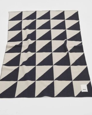 NEW $690 TEKLA Cashmere Wool Throw Blanket Geometric Tile Jacquard 59" X 78" - Image 1 of 4