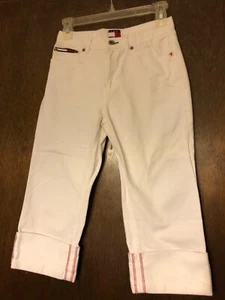 Tommy Hilfiger GIrls size 14 white denim cotton crop pants waist 27 - Picture 1 of 5