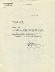 Colonel Army Corps of Engineers JOHN J. KINGMAN signierter Brief - 1937 - Bild 1 von 1