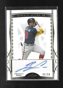 RONALD ACUNA JR AUTO 2022 LEAF TRINITY GOLD FOIL AUTOGRAPH /50 ATLANTA BRAVES - Picture 1 of 2