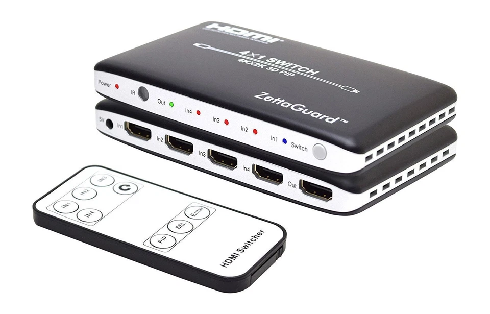 Zettaguard 4K x 2K 4 Port 4 x 1 HDMI Switch with PIP & IR Wireless Remote Contrl - Image 1 of 4