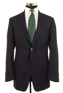 Samuelsohn Metro Woven in ITALY Navy Blue Woven 100% Wool Sport Coat Jacket 42 L - Picture 1 of 7