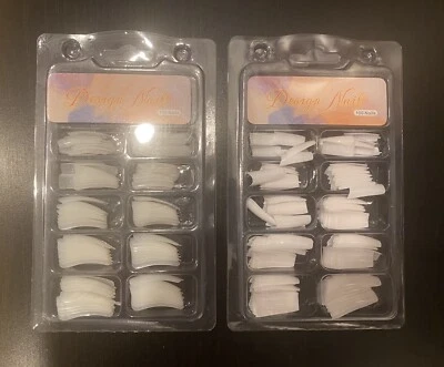 Lote de 200 peças unhas artificiais metade francesa falsa nail art dicas acrílico gel UV - Imagem 1 de 2