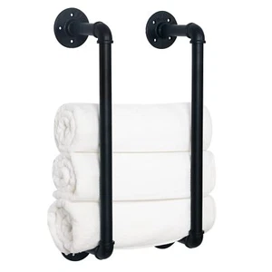 Industrial Pipe Towel Rack Farmhouse Bathroom Towel Storage Holder Vintage Style - Picture 1 of 7