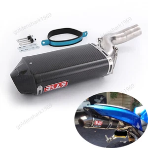For Kawasaki Ninja ZX6R ZX636 2004-2008 Exhaust Pipe Black Muffler Escape Carbon - Picture 1 of 9