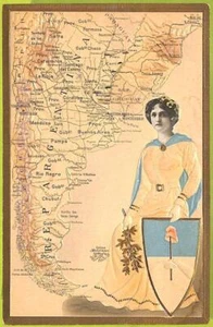af1213 - ARGENTINA - Vintage Postcard - Maps - Flag - Embossed - Picture 1 of 1