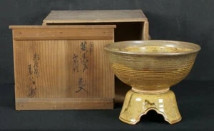 Ikebana Japón cerámica Suiban cuenca floral década de 1890 Seto horno arte - Imagen 1 de 11