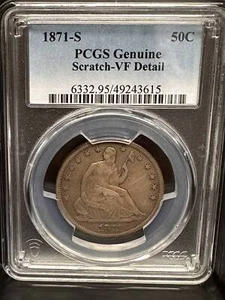 1871-S Seated Liberty Silver Half Dollar PCGS VF Very Fine Semi Key Date 3615 - Picture 1 of 2