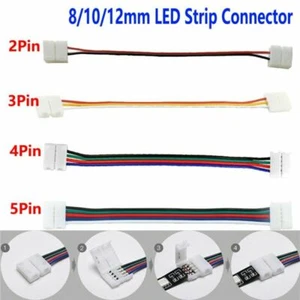 2/3/4/5 Pin LED Strip Connector F 8/10/12mm 3528 5050 5630 RGB LED Light to Wire - Picture 1 of 6