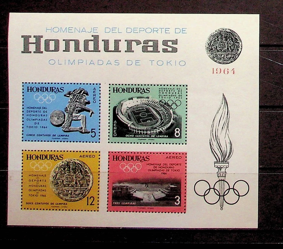 HONDURAS Sc C344 (NOTA) NH PERF HOJA DE RECUERDO DE 1964 - OLIMPIADAS Foto 1 de 1