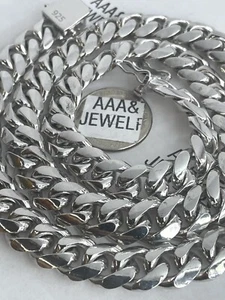 925 STERLING SILVER PLAIN MIAMI CUBAN CURB CHAIN  NECKLACE 24” X 12 MM - Picture 1 of 4