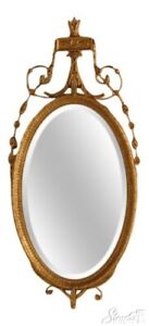 43493: FRIEDMAN BROTHERS Oval Neoclassical Gold Mirror ~ NEW