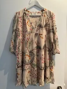 Kleid von Ba&sh Gr.1 hell beige mit Blumenmuster und Unterkleid - Bild 1 von 3