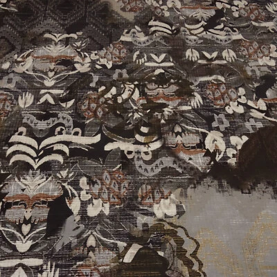 Stoff Viskose Jersey Blumen abstrakt Design braun beige ocker Kleiderstoff - Bild 1 von 4