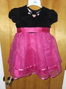 Jenny Annie Dots Fancy Little Girls Black Fuscia Chiffon Party Dress-Size 3 - Picture 1 of 6