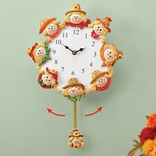 Hand-Painted Scarecrow Pendulum Wall Clock