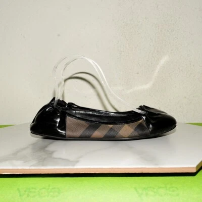 Burberry Ballerina sem fivela xadrez balé liso feminino 38 - Imagem 1 de 4
