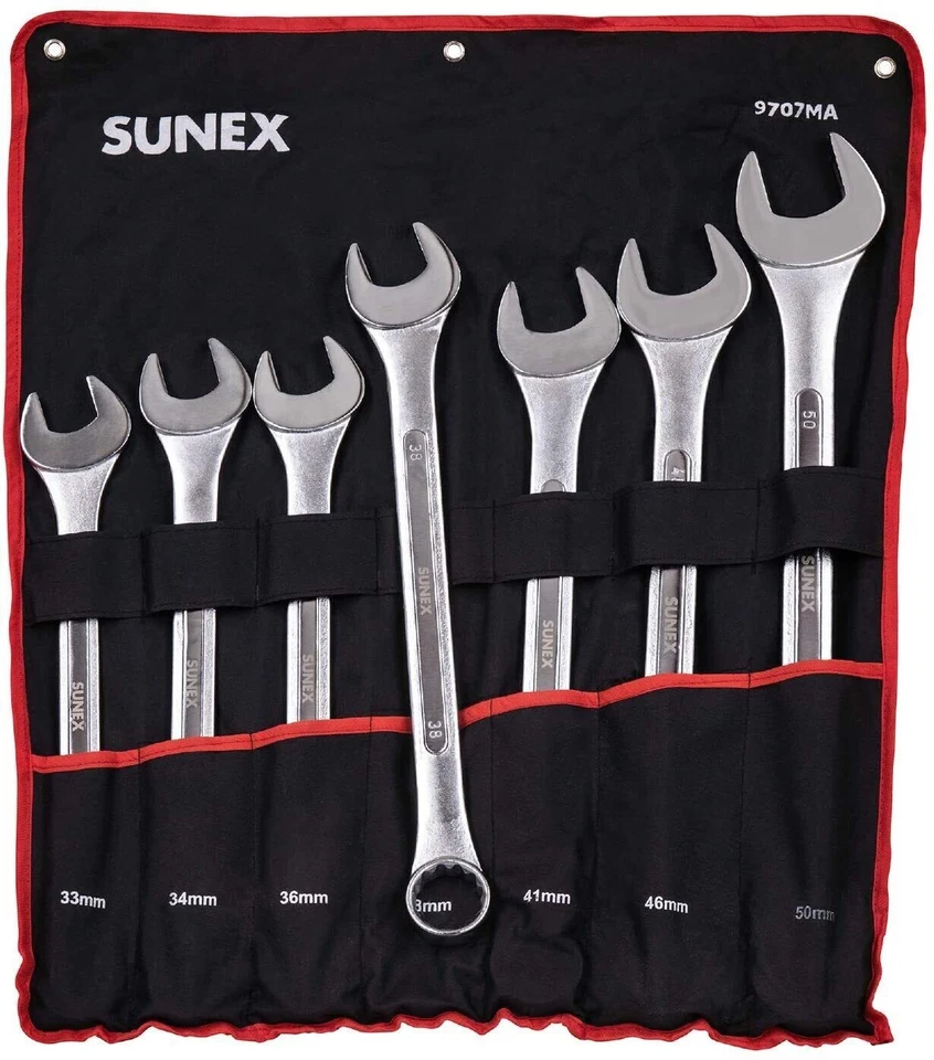 SUNEX Tools 9707MA 7 Piece Metric Raised Panel Jumbo Combination Wrench Set NEW - Image 1 of 1