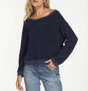 NWT NIGHTCAP FREE PEOPLE BLUE *SHERPA* COZY SWEATSHIRT LOUNGEWEAR ACTIVE TOP M - Picture 1 of 9