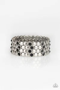 Paparazzi Jewelry Scattered Starlight Bracelet Black Rhinestone Silver Studs - Picture 1 of 2
