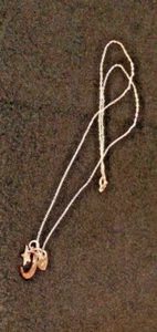 16 Zoll Halskette Sterlingsilber I Delta-Halbmond CZ Mond, kleines Herz & Stern Charms - Bild 1 von 2