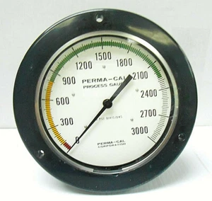 90-475-9408 PERMA-CAL PROCESS GAUGE, 0-3000/ 5-1/2" FACE NEW OLD STOCK - Picture 1 of 5