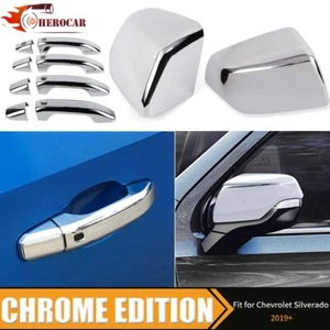 Mirror Cover Caps + 4 Door Handle Covers Trim Kit for Chevy Suburban Tahoe 2021+ - Picture 1 of 8