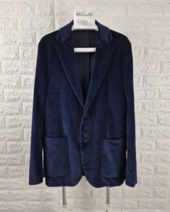 Paolo Pecora Velour Blazer Jacket Dark Navy Men's Size 48 - Picture 1 of 9