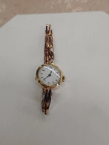Vintage 18k Yellow Gold Ladies Watch w/ 9k Spring Loaded Band - Picture 1 of 9