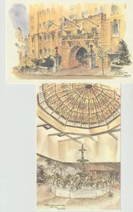 Postales Stanford Court Hotel San Francisco California 2 acuarelas de Betty Guy - Imagen 1 de 2