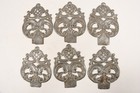 O09Z44- 6x Barocker Zierbeschlag Eisen getrieben verzinnt 18. Jh